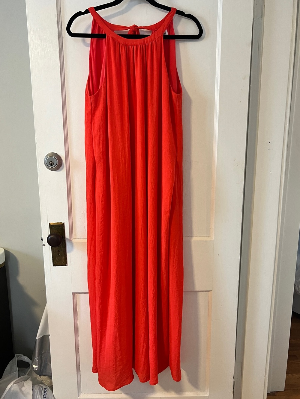 GAP Maxi Flowy Dress Sleeveless Vibrant Red-Orange Coral Tropical Vacation